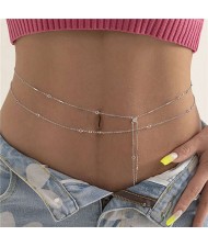Hip-hop Style Crystal Decorated Two-layers Fahion Body Chain Jewelry - Silver