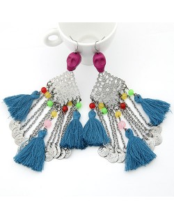 Vintage Ethnic Style Rose Skull Exaggerated Tassels Earrings