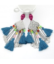 Vintage Ethnic Style Rose Skull Exaggerated Tassels Earrings