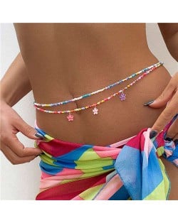 Lovely Flower Pendants Colorful Beads Summer Beach Bohemian Fashion Wholesale Body Chain Jewelry