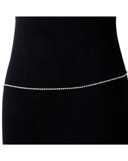 Shining Rhinestone Single Layer Beach Fashion Minimalist Wholesale Body Chain Jewelry - Golden