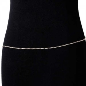 Shining Rhinestone Single Layer Beach Fashion Minimalist Wholesale Body Chain Jewelry - Golden