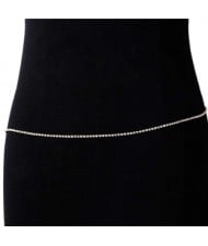 Shining Rhinestone Single Layer Beach Fashion Minimalist Wholesale Body Chain Jewelry - Golden