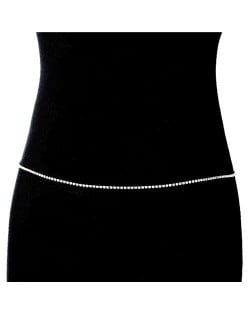 Shining Rhinestone Single Layer Beach Fashion Minimalist Wholesale Body Chain Jewelry - Silver