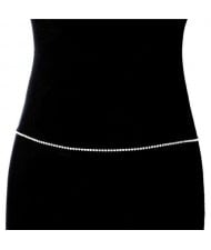 Shining Rhinestone Single Layer Beach Fashion Minimalist Wholesale Body Chain Jewelry - Silver