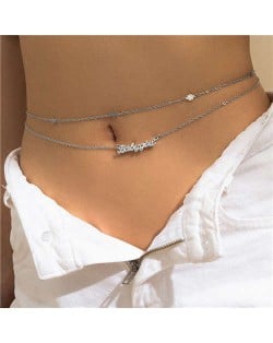 Summer Fashion Letter Pendant Double-layers Wholesale Body Chain - Silver