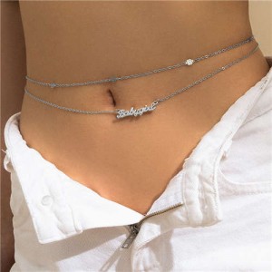 Summer Fashion Letter Pendant Double-layers Wholesale Body Chain - Silver