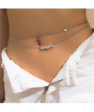 Summer Fashion Letter Pendant Double-layers Wholesale Body Chain - Silver