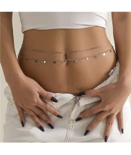 Sweet Cool Fashion Waist Chain Sequined Tassel Double-layers Body Chain - Silver