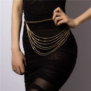 American Fashion Multi-layer Tassel Body Chain Jewelry Exaggerated Statement Waist Chain