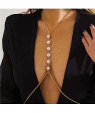 Unique Design Pearl Decorated Popular Wholesale Body Chain Jewelry - Golden