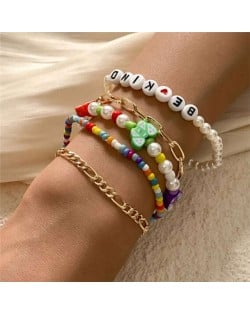 Vintage Acrylic Letters Fashion Colorful Beads Butterfly Bracelet