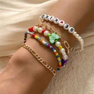 Vintage Acrylic Letters Fashion Colorful Beads Butterfly Bracelet