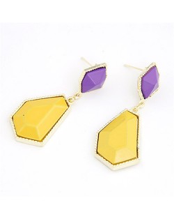 Fashionable Contrast Colors Design Irregular Geometric Dangling Earrings