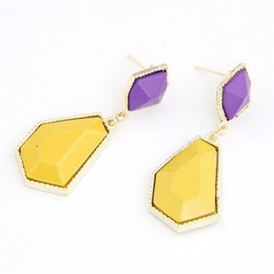 Fashionable Contrast Colors Design Irregular Geometric Dangling Earrings