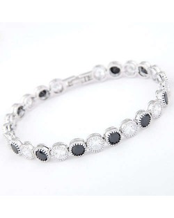 Graceful Fashion Office Lady Preferred Cubic Zirconia Minimalist Women Bracelet - White and Black