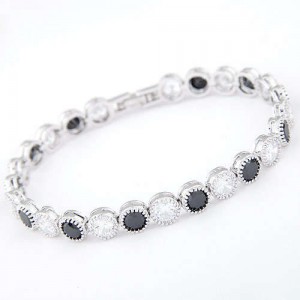 Graceful Fashion Office Lady Preferred Cubic Zirconia Minimalist Women Bracelet - White and Black