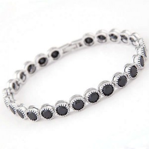 Graceful Fashion Office Lady Preferred Cubic Zirconia Minimalist Women Bracelet - Black