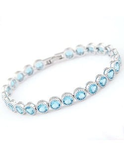 Graceful Fashion Office Lady Preferred Cubic Zirconia Minimalist Women Bracelet - Sky Blue