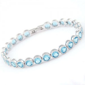 Graceful Fashion Office Lady Preferred Cubic Zirconia Minimalist Women Bracelet - Sky Blue