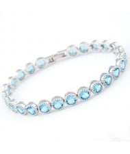 Graceful Fashion Office Lady Preferred Cubic Zirconia Minimalist Women Bracelet - Sky Blue