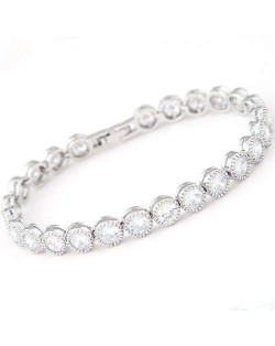 Graceful Fashion Office Lady Preferred Cubic Zirconia Minimalist Women Bracelet - White