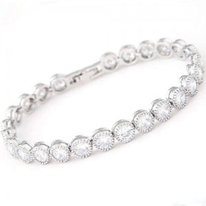 Graceful Fashion Office Lady Preferred Cubic Zirconia Minimalist Women Bracelet - White