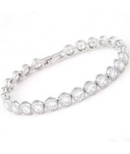 Graceful Fashion Office Lady Preferred Cubic Zirconia Minimalist Women Bracelet - White