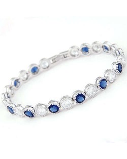 Graceful Fashion Office Lady Preferred Cubic Zirconia Minimalist Women Bracelet - Ink Blue and White