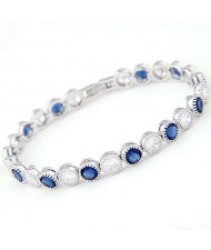 Graceful Fashion Office Lady Preferred Cubic Zirconia Minimalist Women Bracelet - Ink Blue and White