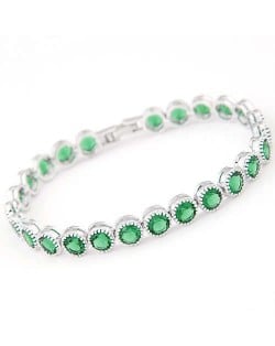 Graceful Fashion Office Lady Preferred Cubic Zirconia Minimalist Women Bracelet - Green