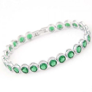 Graceful Fashion Office Lady Preferred Cubic Zirconia Minimalist Women Bracelet - Green