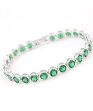 Graceful Fashion Office Lady Preferred Cubic Zirconia Minimalist Women Bracelet - Green