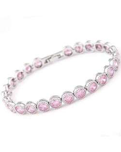 Graceful Fashion Office Lady Preferred Cubic Zirconia Minimalist Women Bracelet - Pink