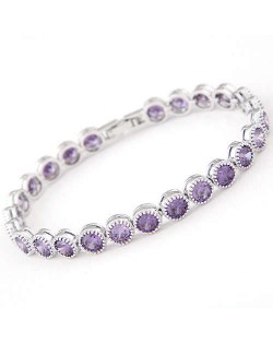 Graceful Fashion Office Lady Preferred Cubic Zirconia Minimalist Women Bracelet - Violet