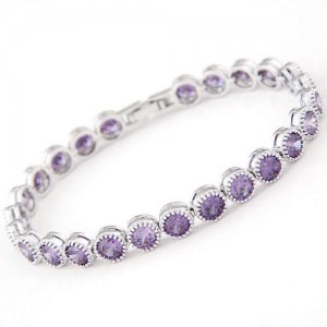 Graceful Fashion Office Lady Preferred Cubic Zirconia Minimalist Women Bracelet - Violet