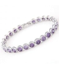 Graceful Fashion Office Lady Preferred Cubic Zirconia Minimalist Women Bracelet - Violet