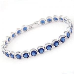 Graceful Fashion Office Lady Preferred Cubic Zirconia Minimalist Women Bracelet - Ink Blue
