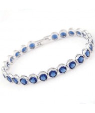 Graceful Fashion Office Lady Preferred Cubic Zirconia Minimalist Women Bracelet - Ink Blue
