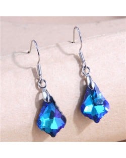 Geometric Waterdrop Design Crystal Fashion Women Wholesale Costume Earrings - Blue