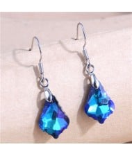 Geometric Waterdrop Design Crystal Fashion Women Wholesale Costume Earrings - Blue