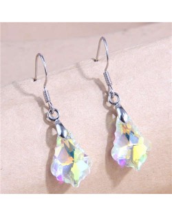 Geometric Waterdrop Design Crystal Fashion Women Wholesale Costume Earrings - Luminous White