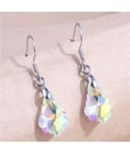 Geometric Waterdrop Design Crystal Fashion Women Wholesale Costume Earrings - Luminous White