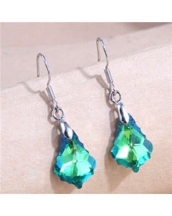 Geometric Waterdrop Design Crystal Fashion Women Wholesale Costume Earrings - Green