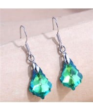 Geometric Waterdrop Design Crystal Fashion Women Wholesale Costume Earrings - Green