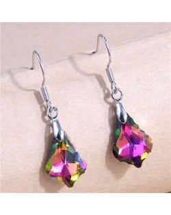 Geometric Waterdrop Design Crystal Fashion Women Wholesale Costume Earrings - Luminous Green