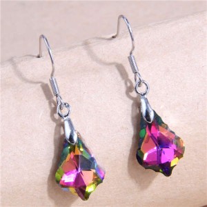 Geometric Waterdrop Design Crystal Fashion Women Wholesale Costume Earrings - Luminous Green