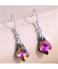 Geometric Waterdrop Design Crystal Fashion Women Wholesale Costume Earrings - Luminous Green