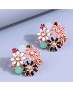 Exquisite Fashion Rich Flowers Cluster Temperament Female Wholesale Earrings