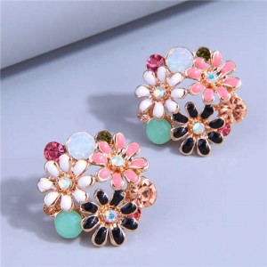Exquisite Fashion Rich Flowers Cluster Temperament Female Wholesale Earrings